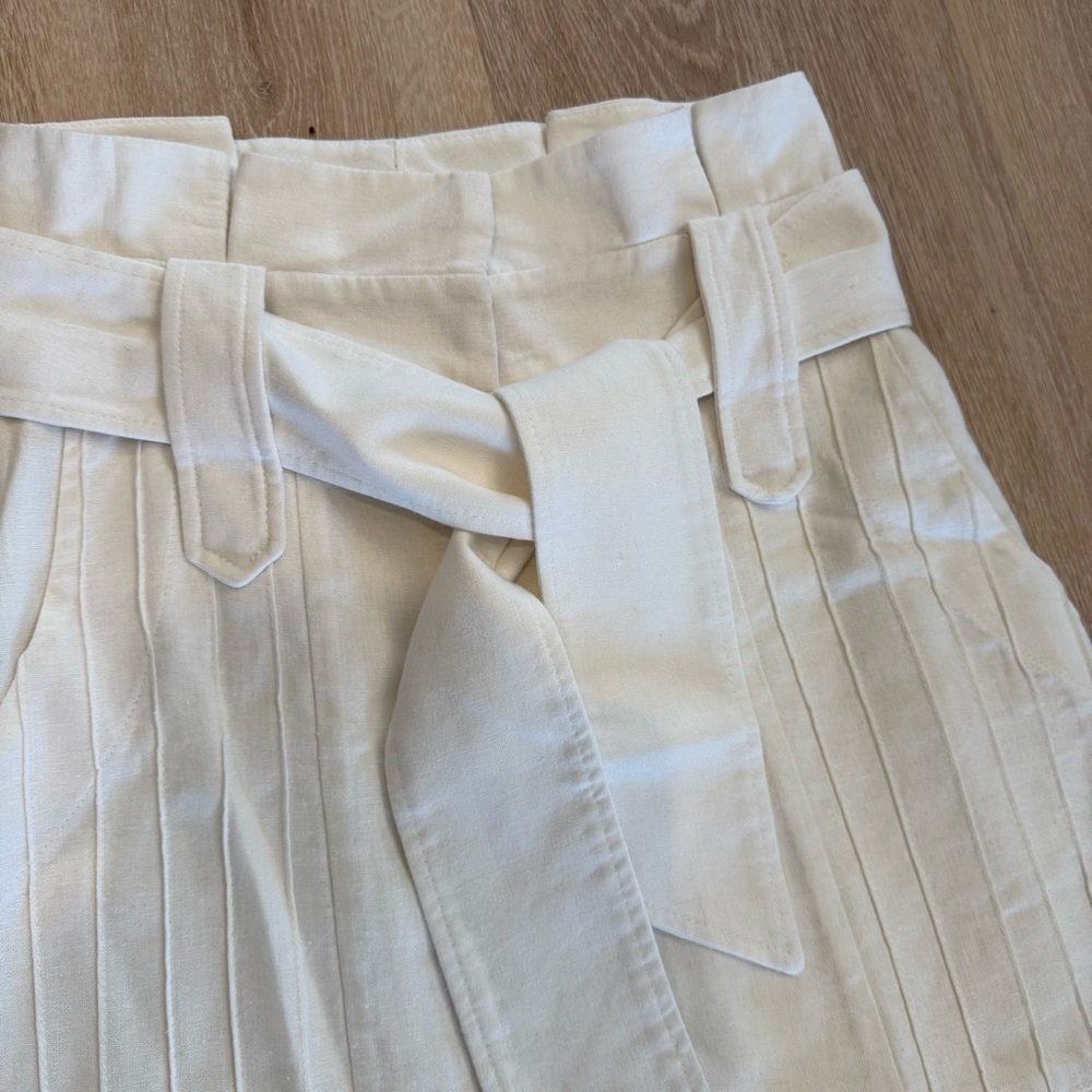 Teti Gio Linen White Paperbag Waist Slit Belt Midi Skirt Lagenlook Beachy Boho 4 - Picture 7 of 15